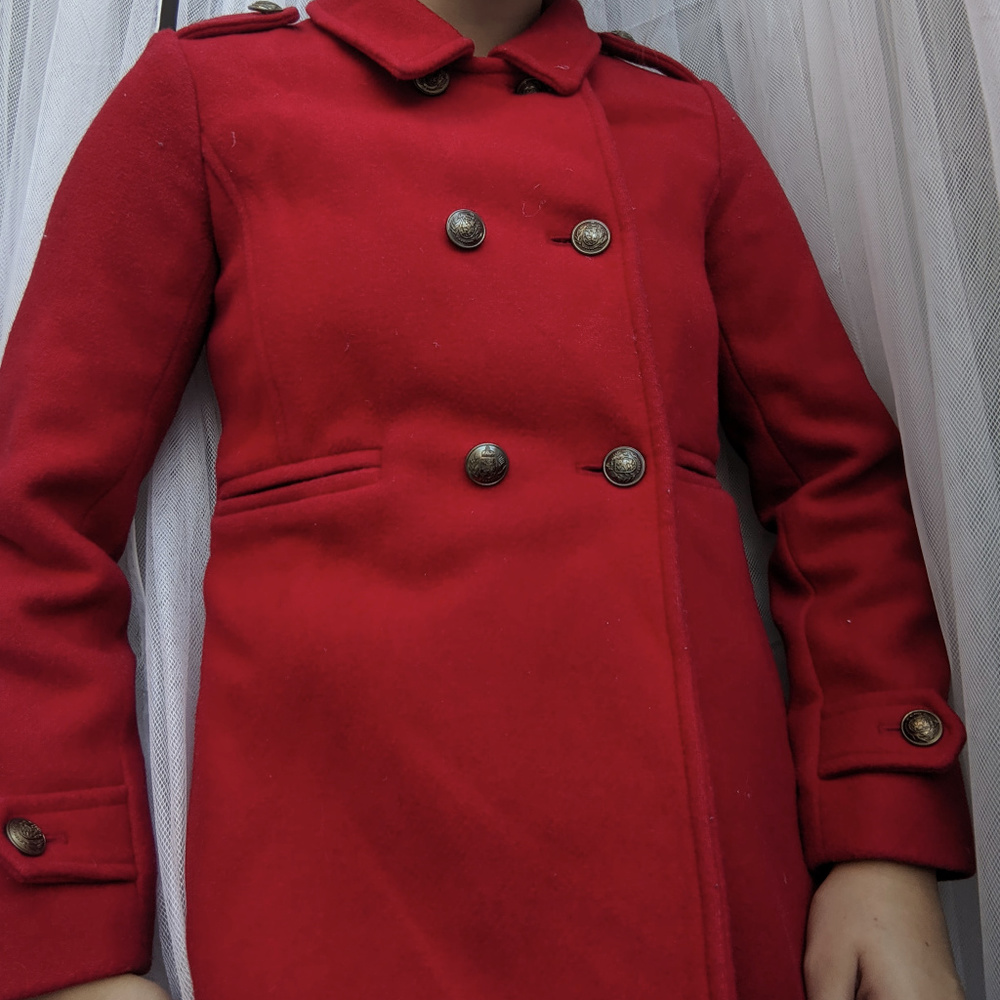 Gap Kids red wool dress pea coat
